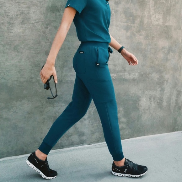 Jaanuu Silex Knit-Waist Scrub Jogger - Caribbean Blue - Picture 1 of 3